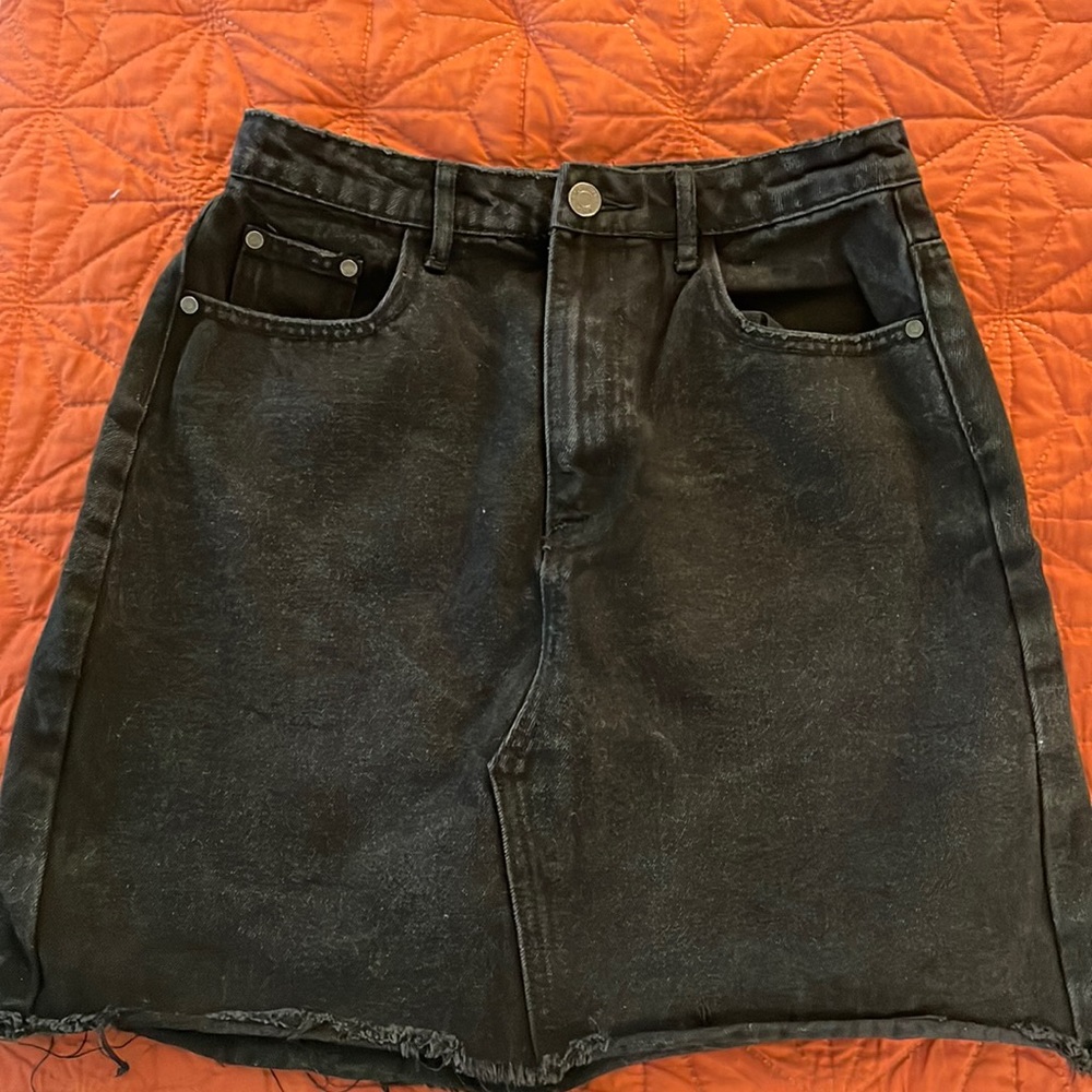 Black Denim Mini Skirt